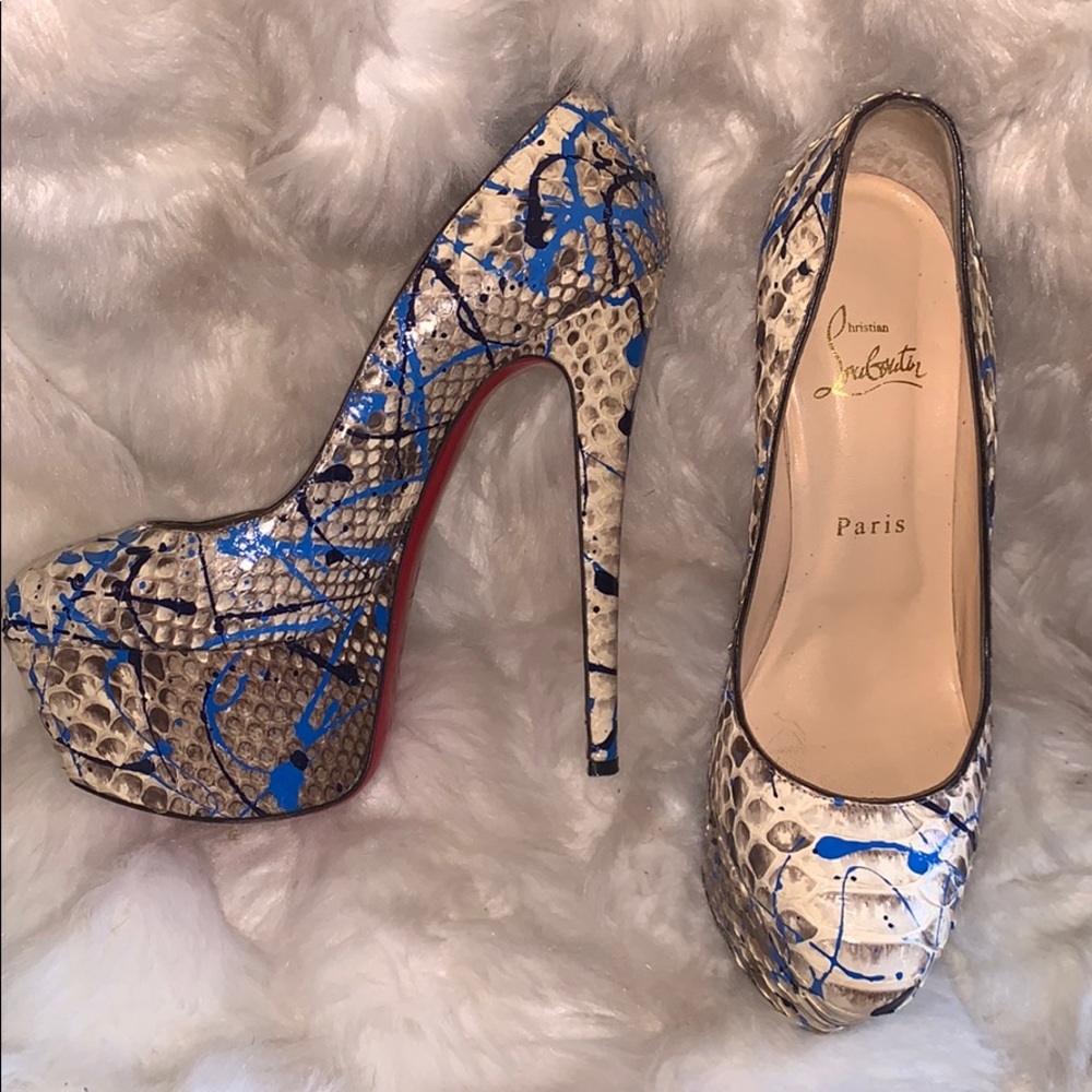 Christian Louboutin Women's Gray Python Graffiti